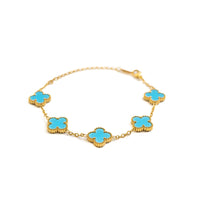 Gold Clover Bracelet (Aqua)