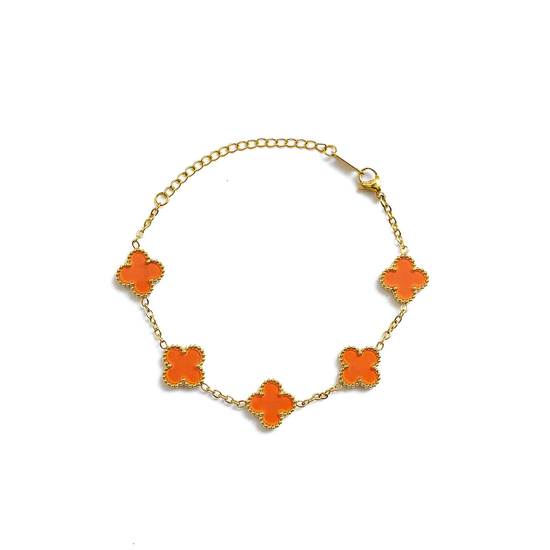 Gold Clover Bracelet (Orange)