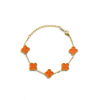 Gold Clover Bracelet (Orange)