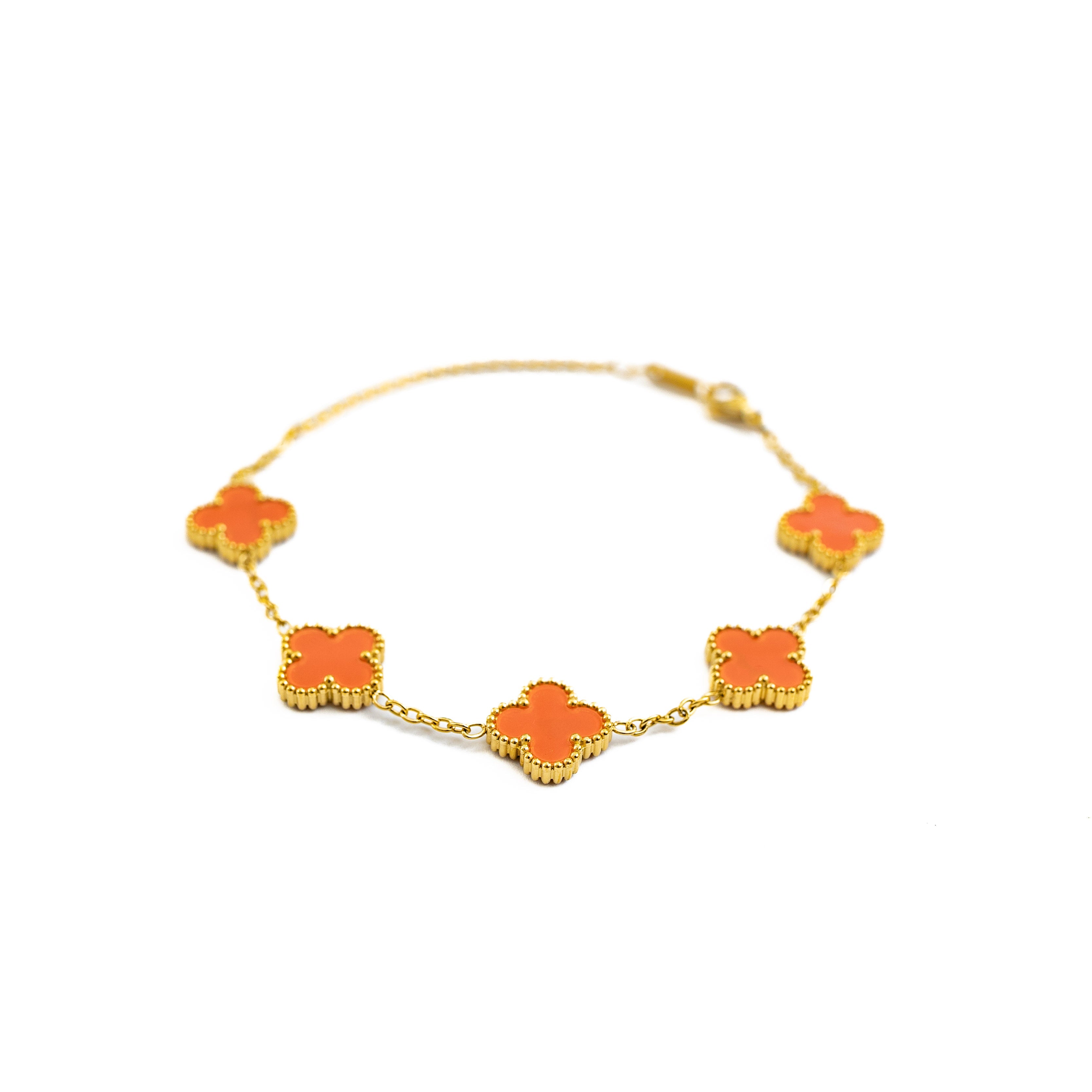 Gold Clover Bracelet (Orange)