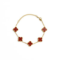 Gold Clover Bracelet (Wine)
