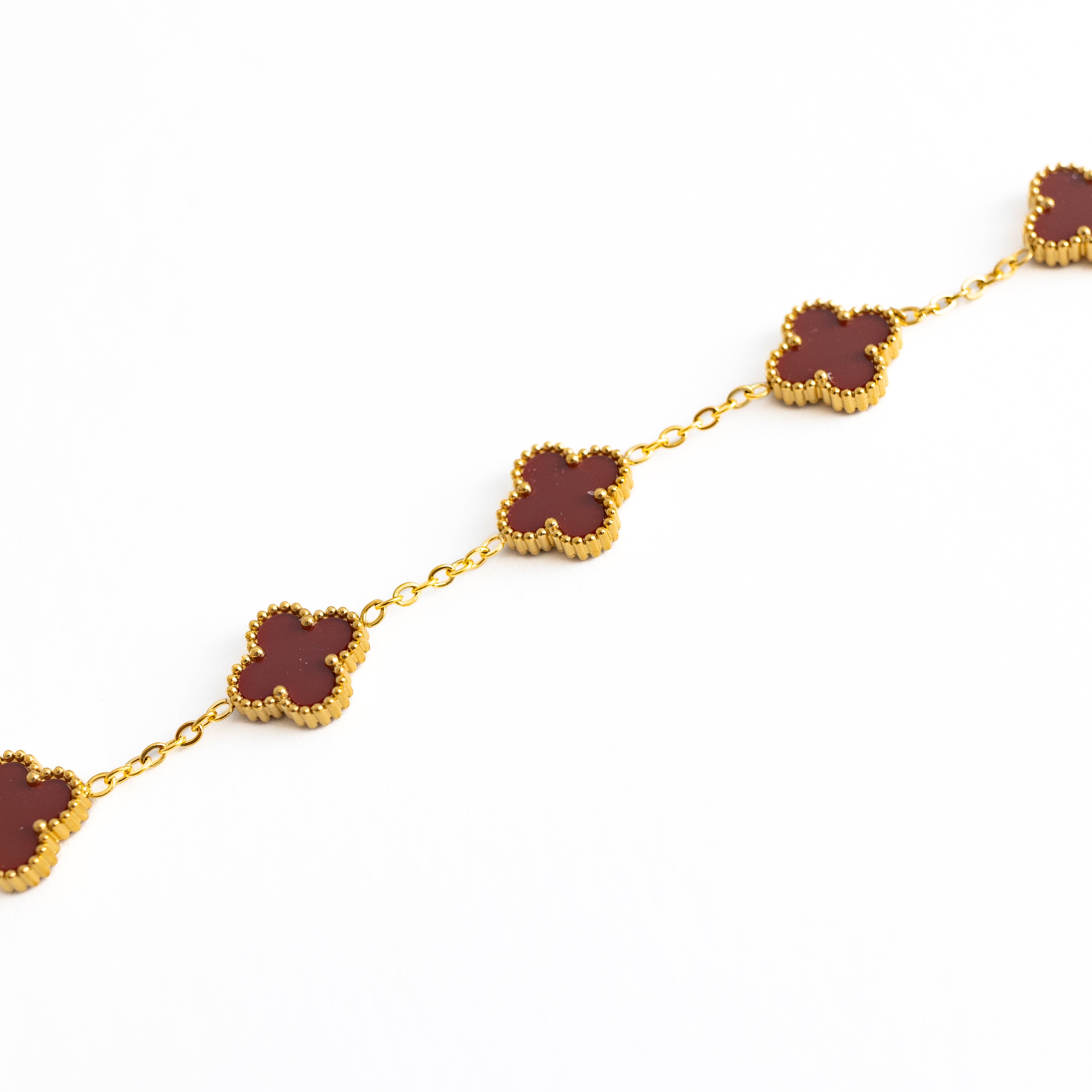 Gold Clover Bracelet (Wine)