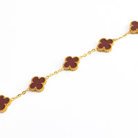 Gold Clover Bracelet (Wine)