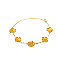 Gold Pearl Clover Bracelet (Apricot)