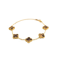 Gold Pearl Clover Bracelet (Chocolate)