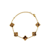 Gold Pearl Clover Bracelet (Chocolate)