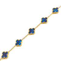 Gold Pearl Clover Bracelet (Navy)