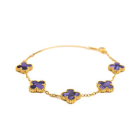 Gold Pearl Clover Bracelet (Purple)