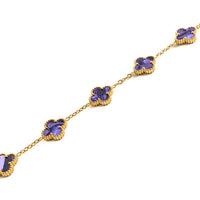 Gold Pearl Clover Bracelet (Purple)