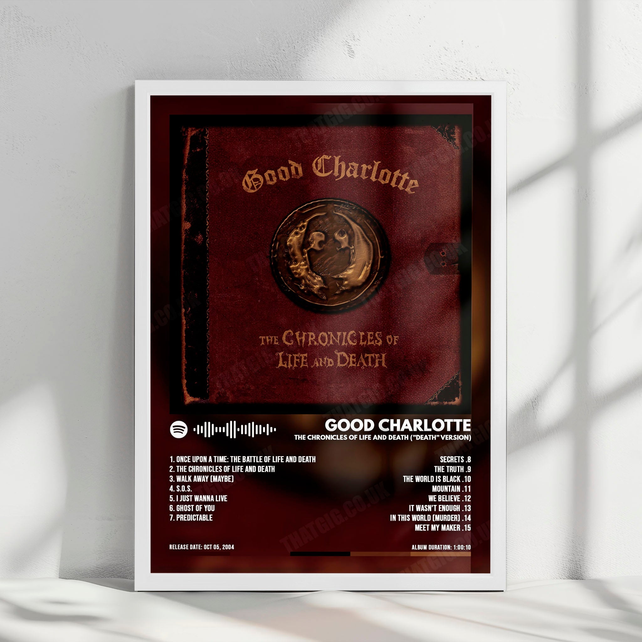 Good Charlotte "The Chronicles of Life and Death  " Album Cover Poster - with Complete Tracklist
