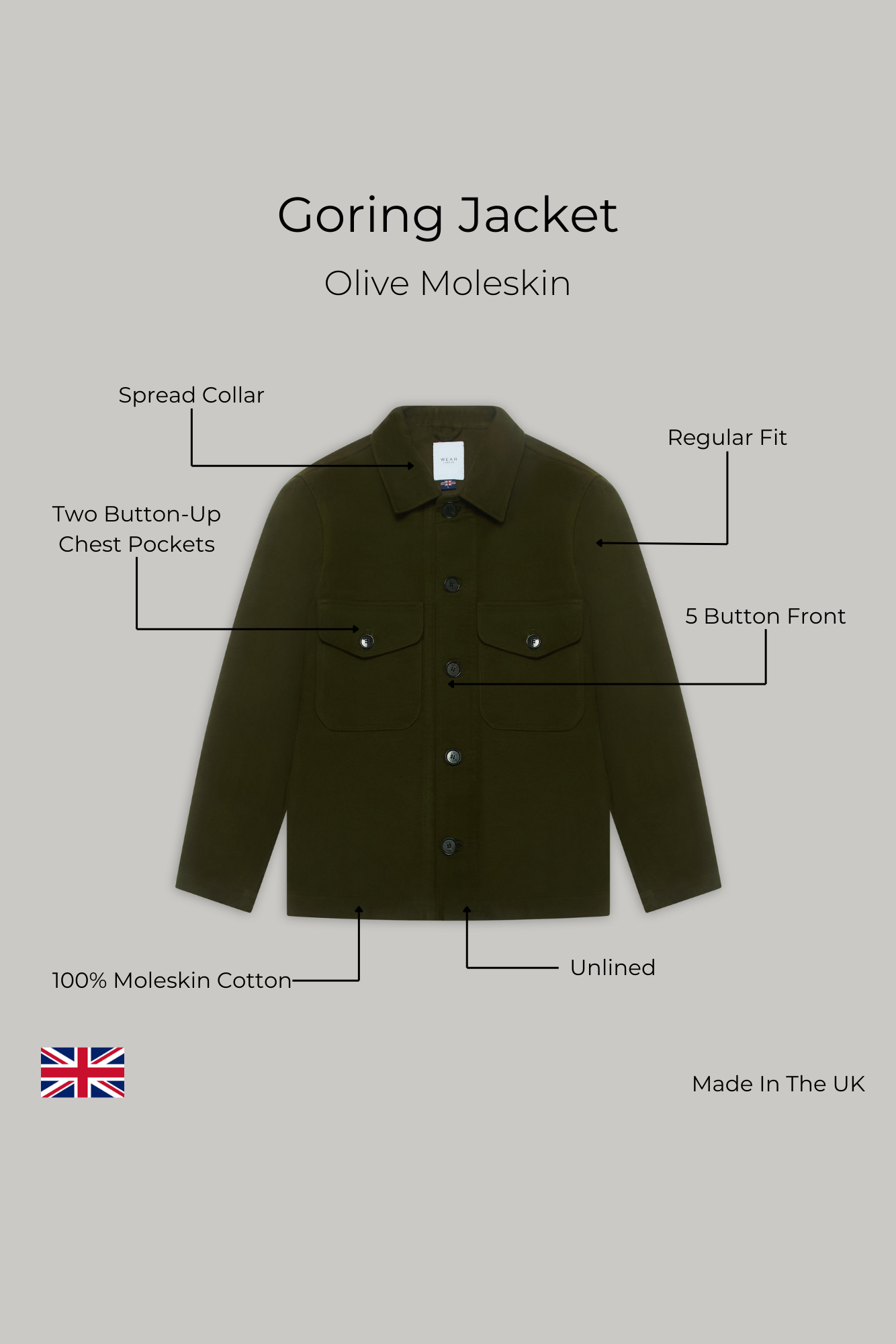 Goring Jacket - Olive Moleskin