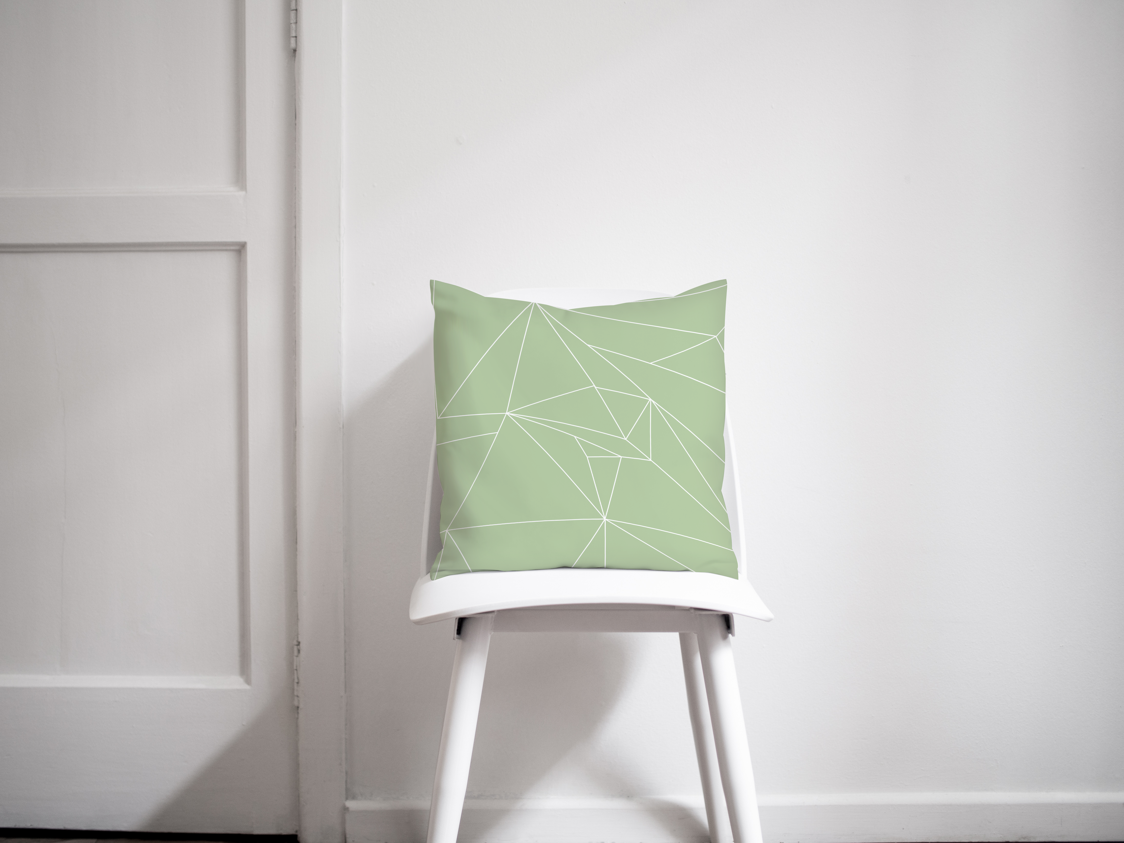 Sage Green and White Minimalist Cushion, Contemporary Geometric Throw Pillow