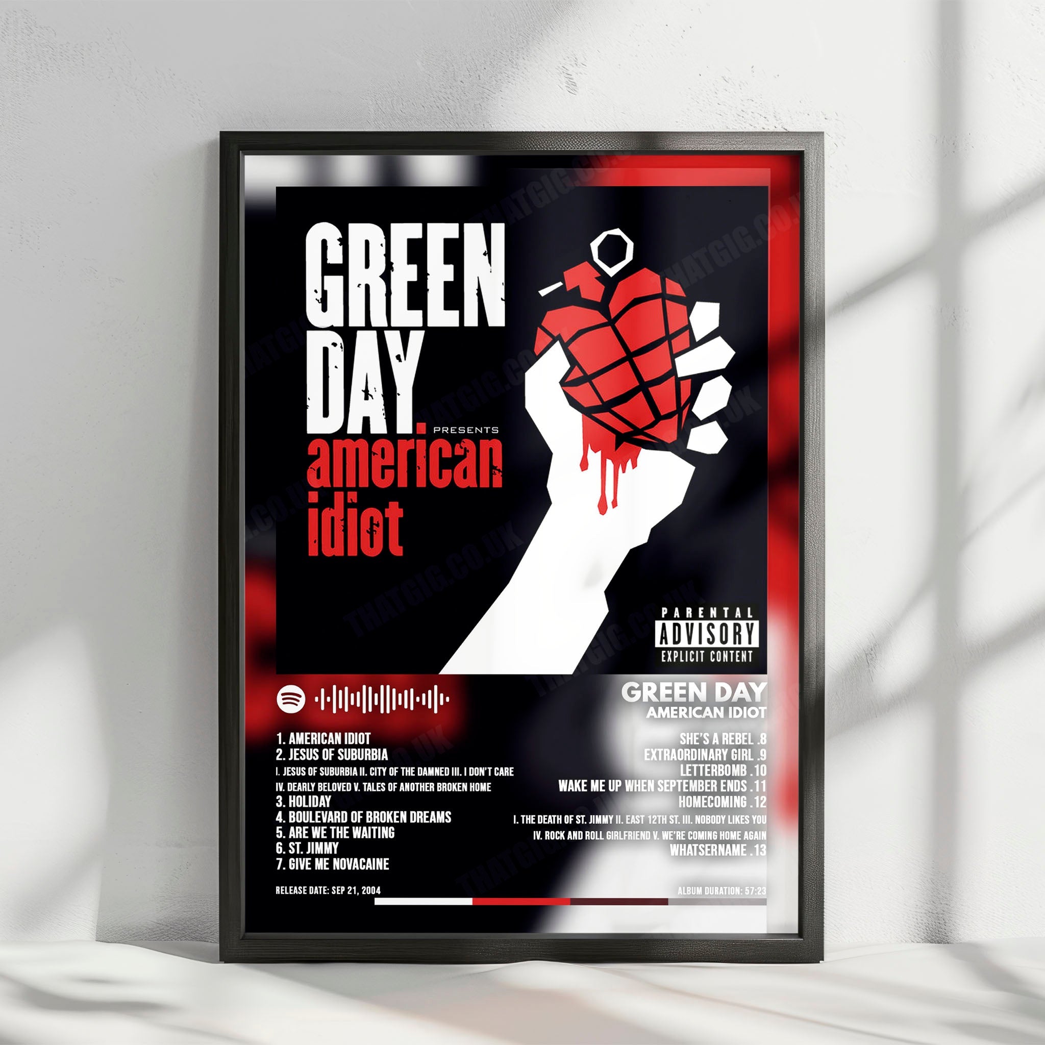 Green Day "American Idiot" Album Cover Poster - with Complete Tracklist
