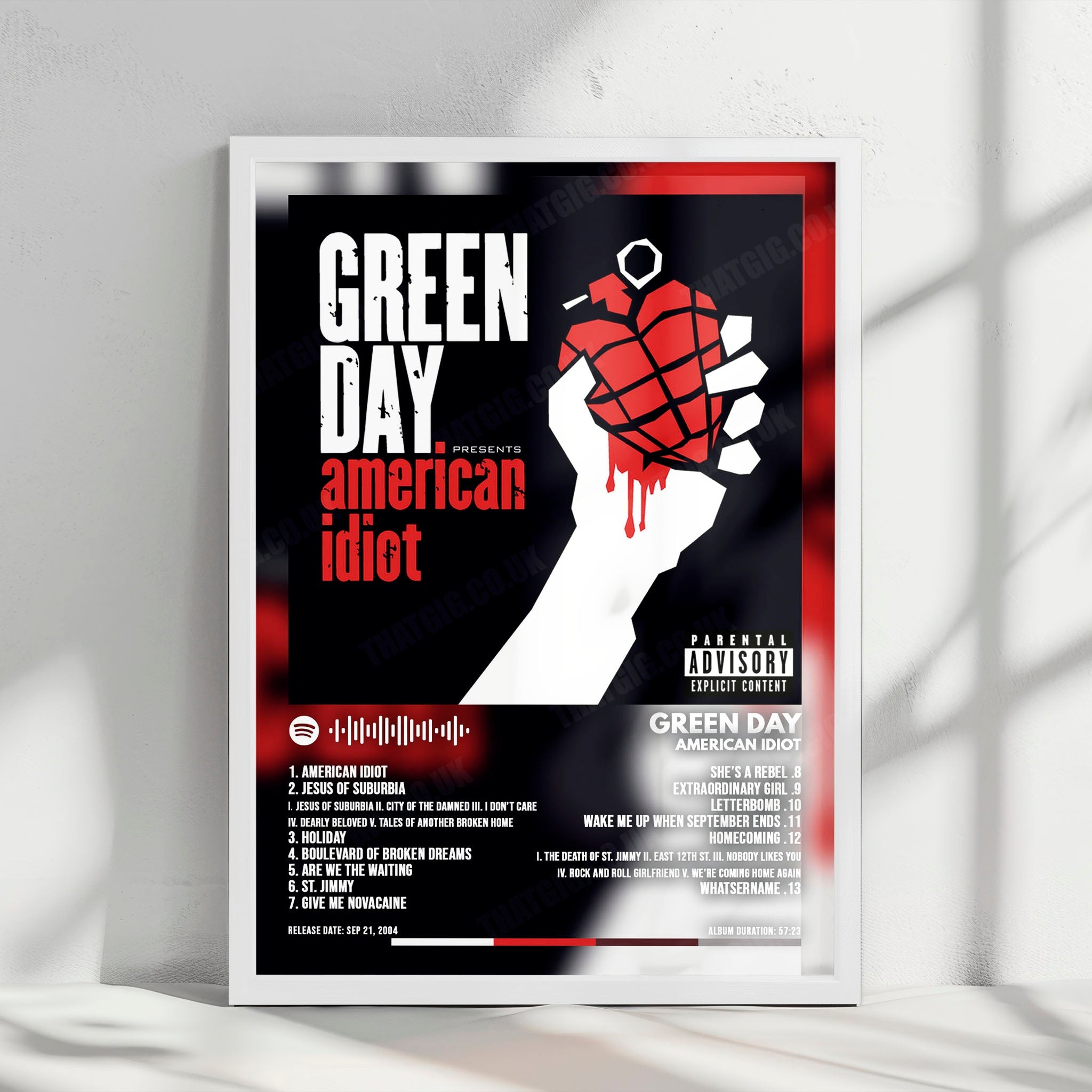 Green Day "American Idiot" Album Cover Poster - with Complete Tracklist