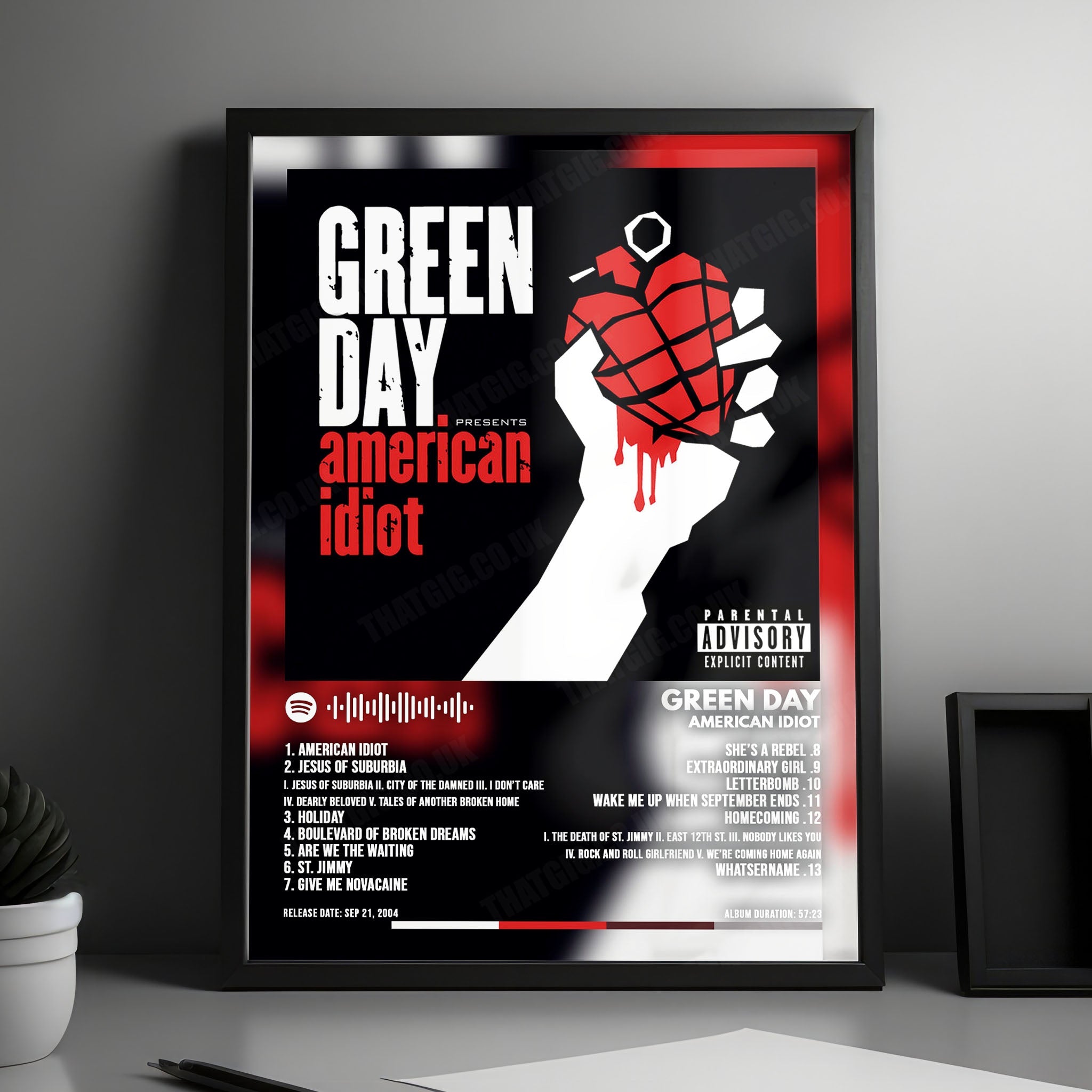 Green Day "American Idiot" Album Cover Poster - with Complete Tracklist
