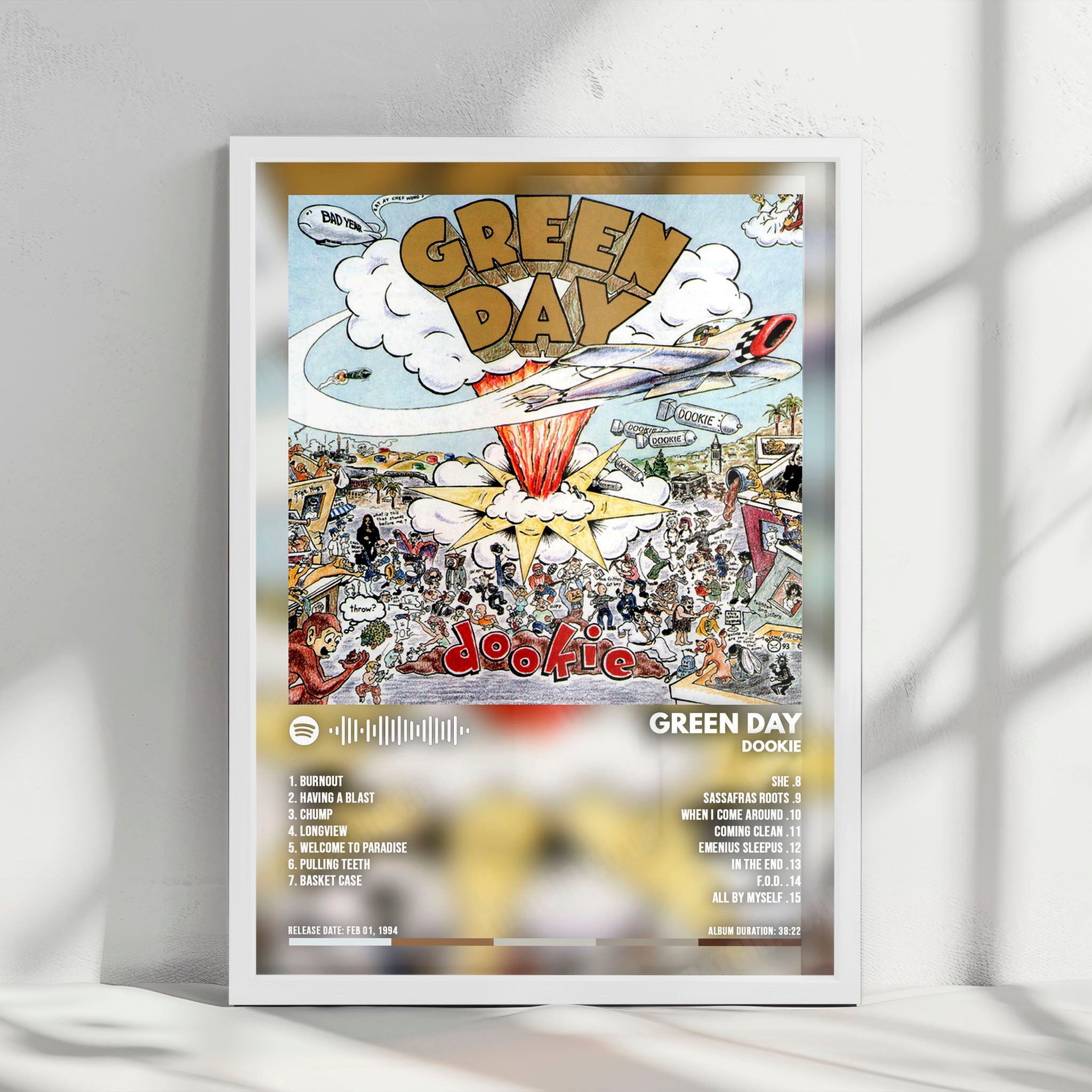 Green Day "Dookie" Album Cover Poster - with Complete Tracklist