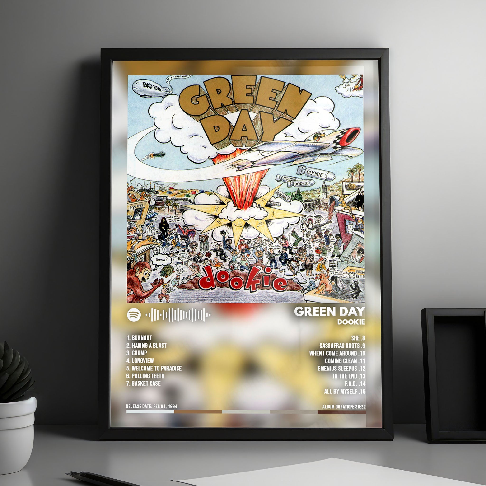 Green Day "Dookie" Album Cover Poster - with Complete Tracklist