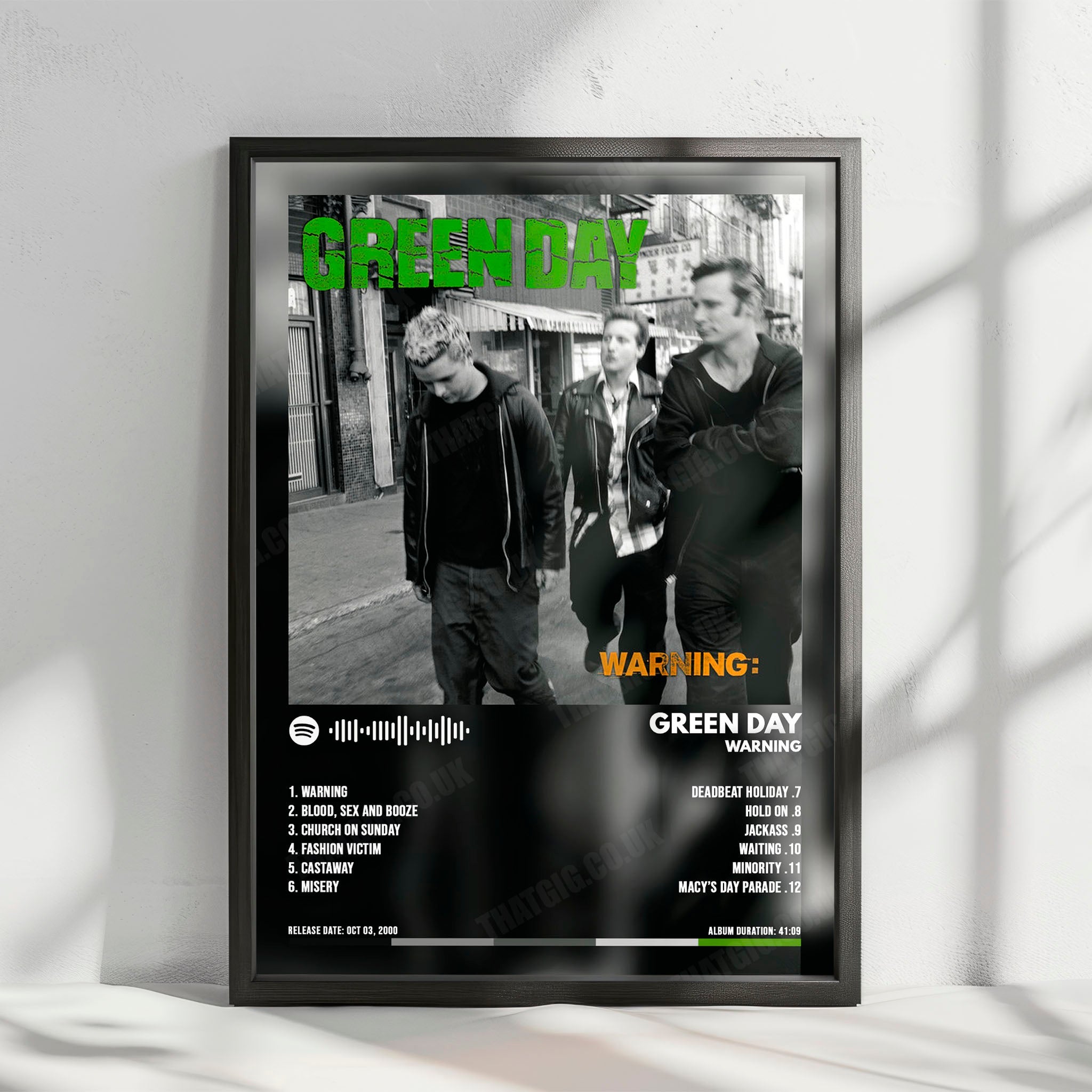 Green Day "Warning" Album Cover Poster - with Complete Tracklist