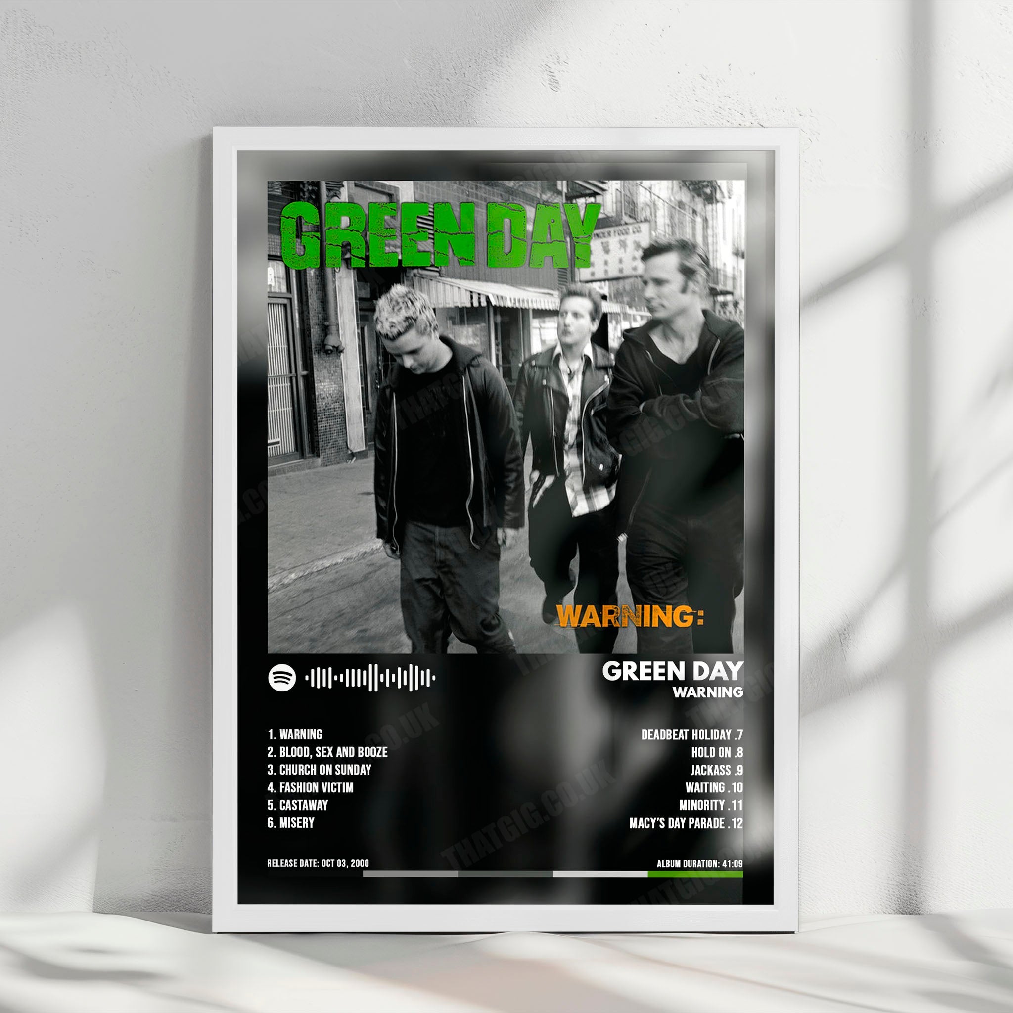 Green Day "Warning" Album Cover Poster - with Complete Tracklist