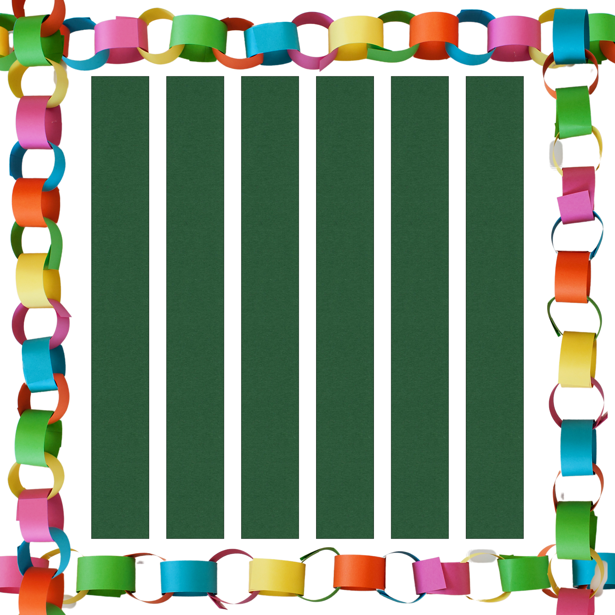 Christmas Green Paper Chain Card Strips. 5 Meter / 16 Feet Long. Wedding Party Decor