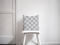 Grey and White Geometric Tiles Design Cushion, Throw Pillow