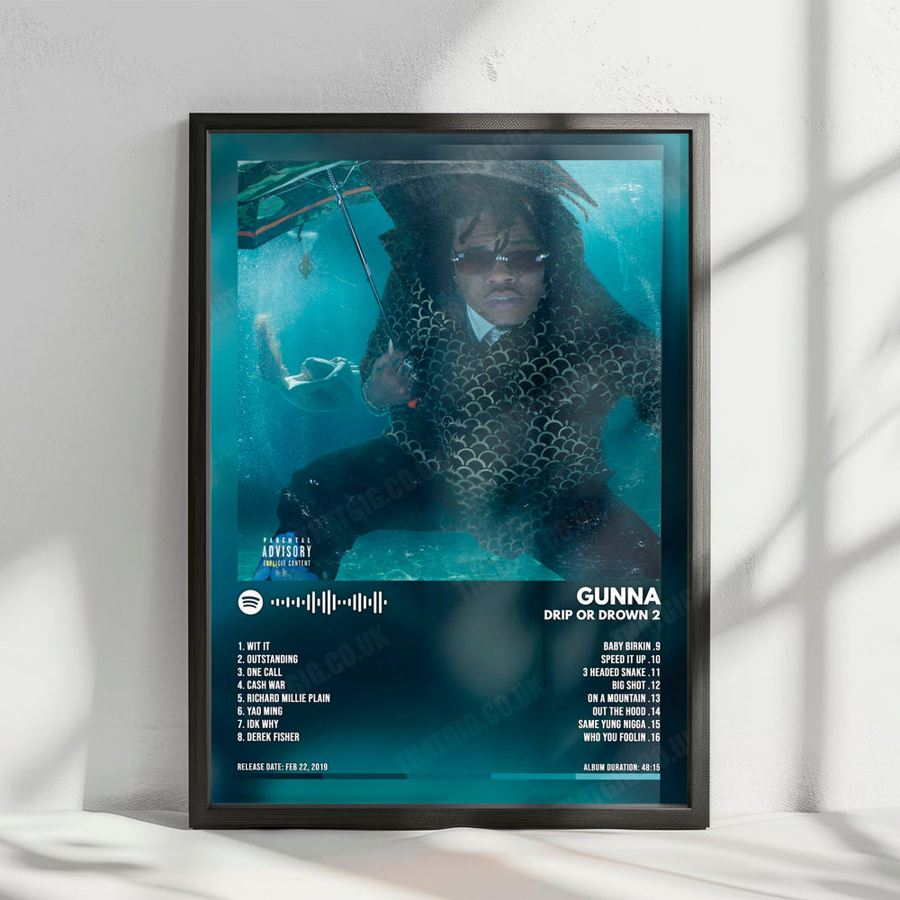 Gunna "Drip or Drown 2" Album Cover Poster - with Complete Tracklist