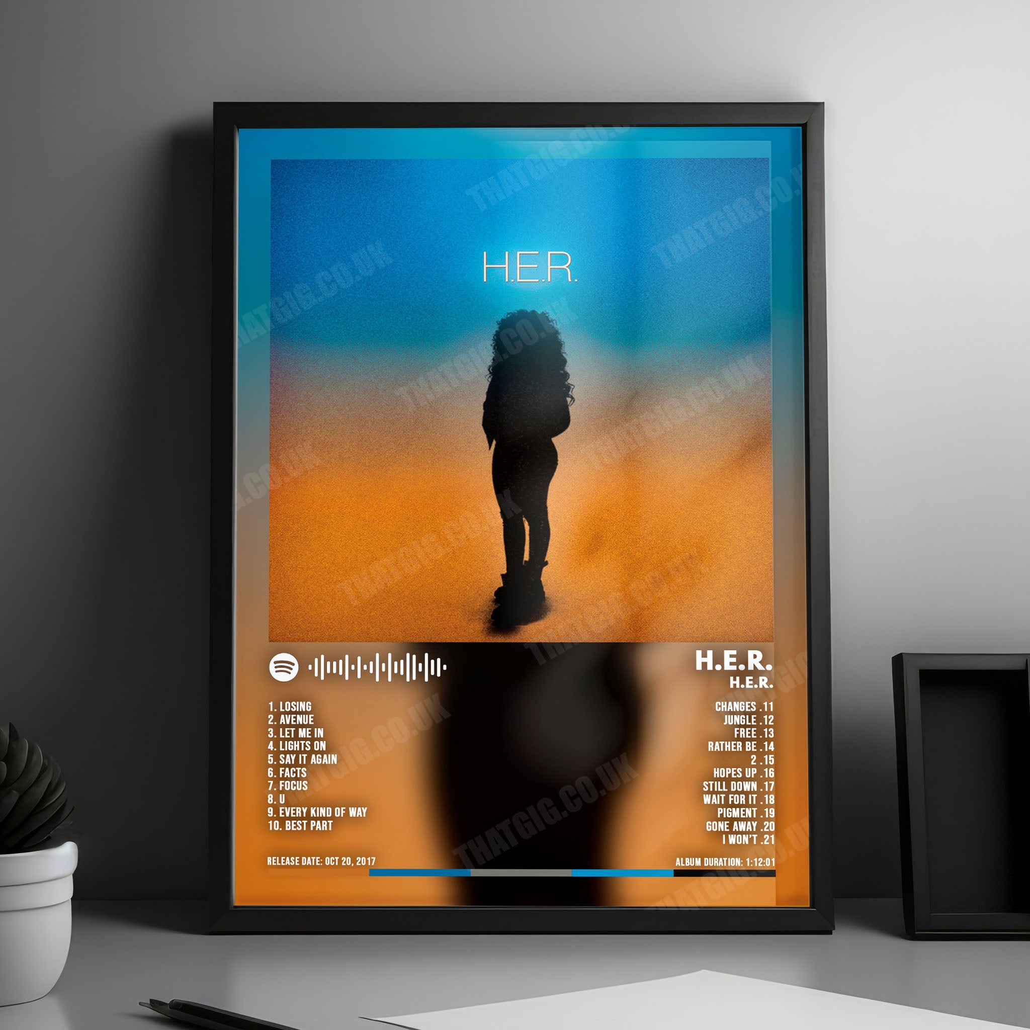 H.E.R. "H.E.R." Album Cover Poster - with Complete Tracklist