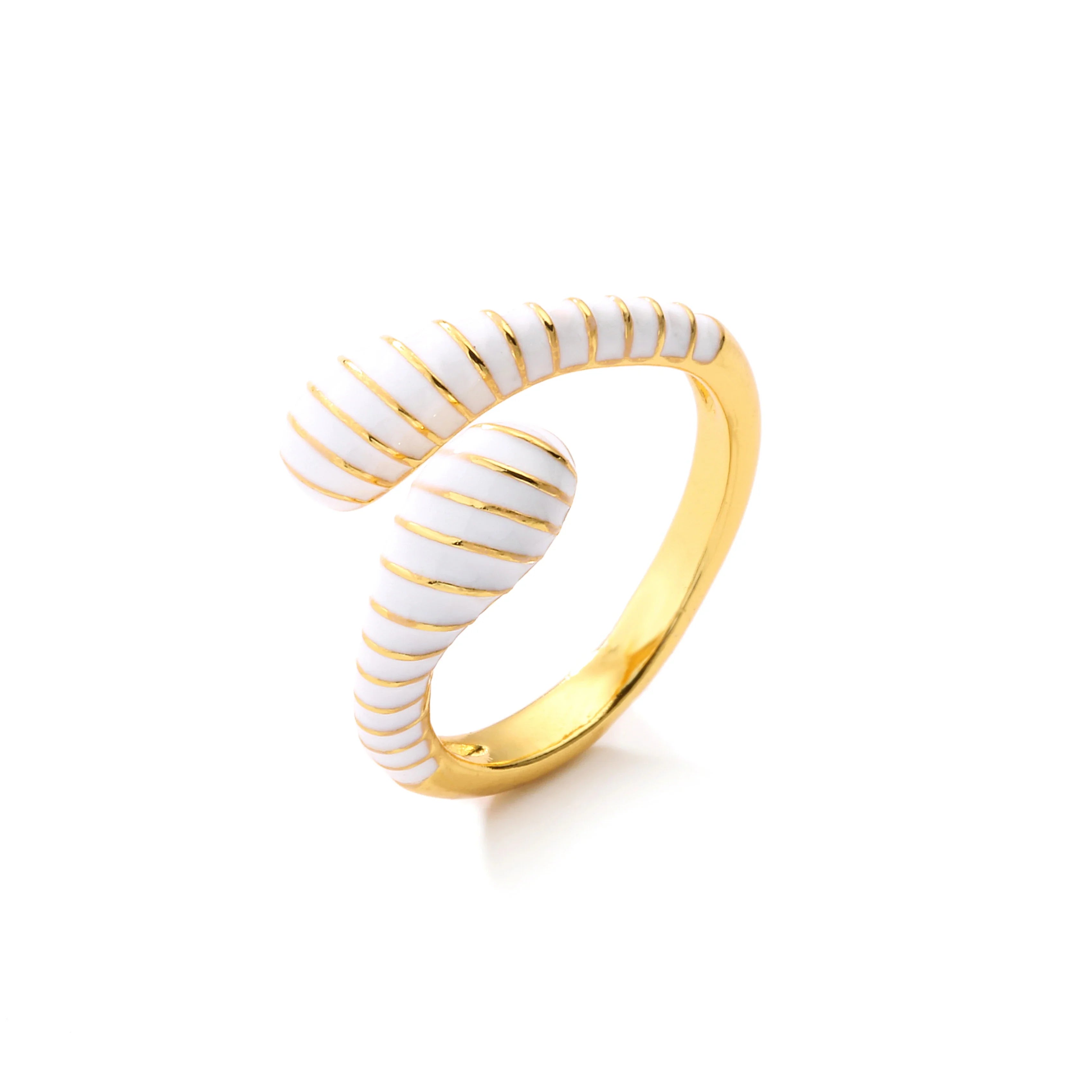 Sloane White And Gold Enamel Ring