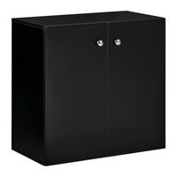 Storage Cabinet With Two Shelves Wooden Sideboard Freestanding Kitchen Cupboard Bookcase Black