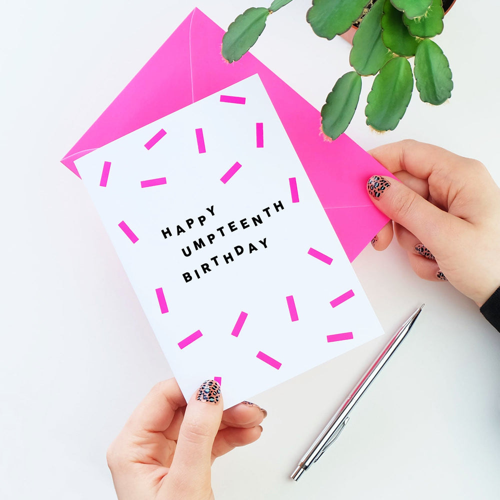 Vibrant Neon Pink Happy Umpteenth Birthday Card