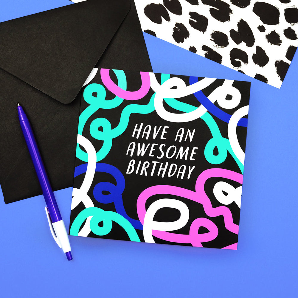 Have An Awesome Birthday Card – Vibrant 1980s Design