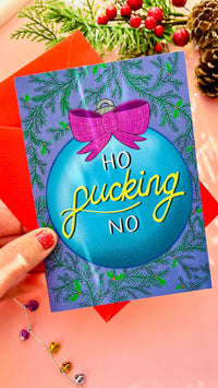 Ho f**ucking No Illustrated sweary Christmas card
