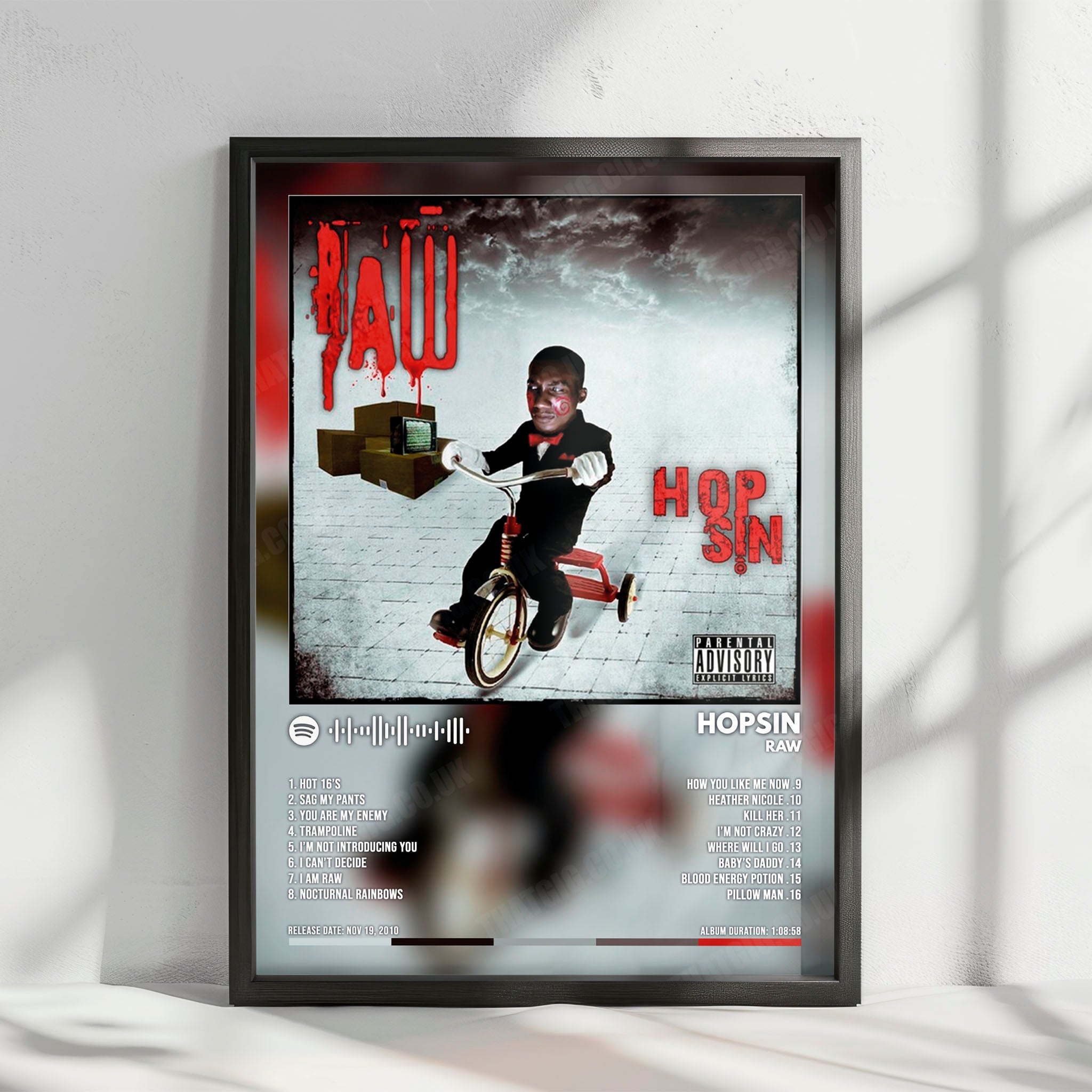Hopsin "Raw" Album Cover Poster - with Complete Tracklist