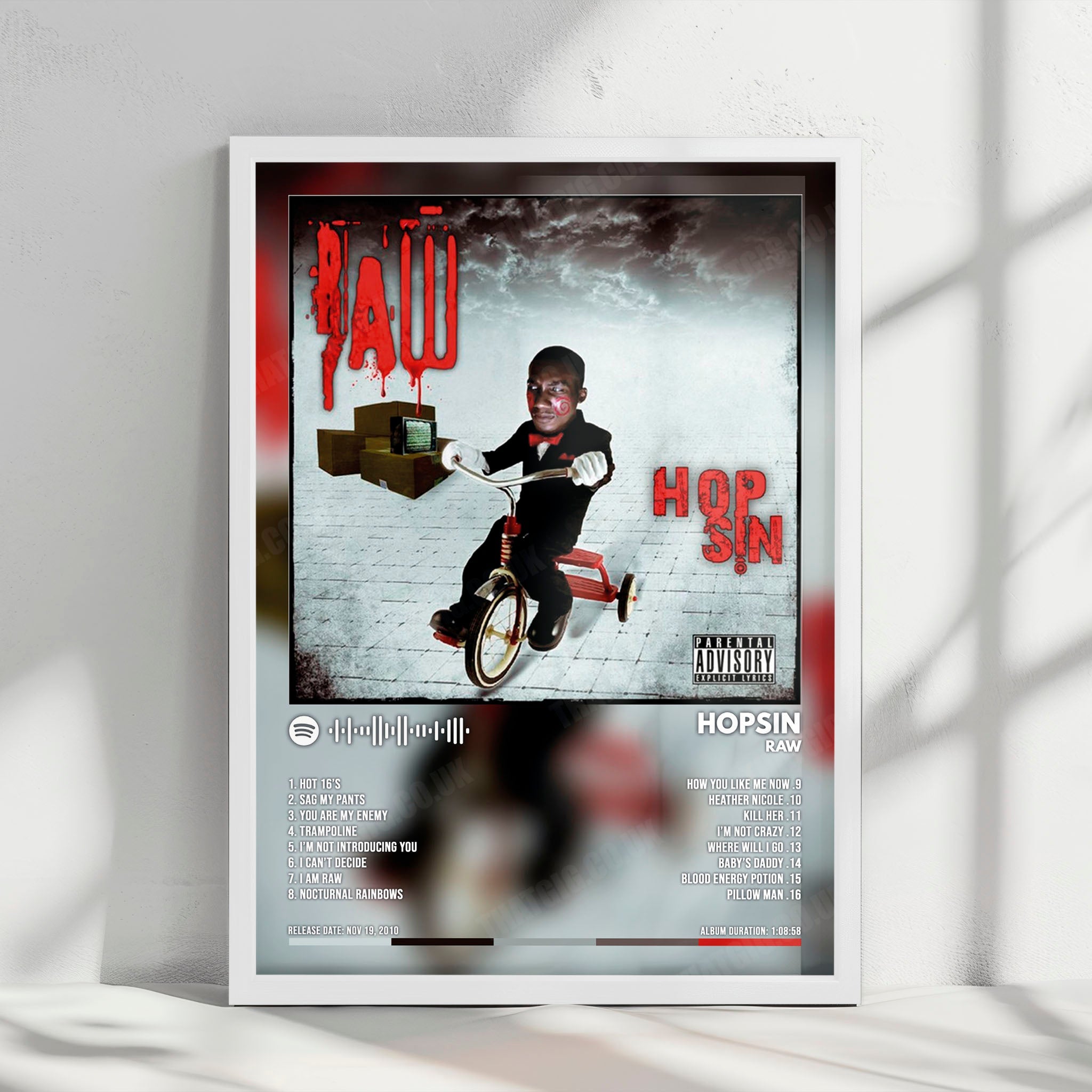 Hopsin "Raw" Album Cover Poster - with Complete Tracklist
