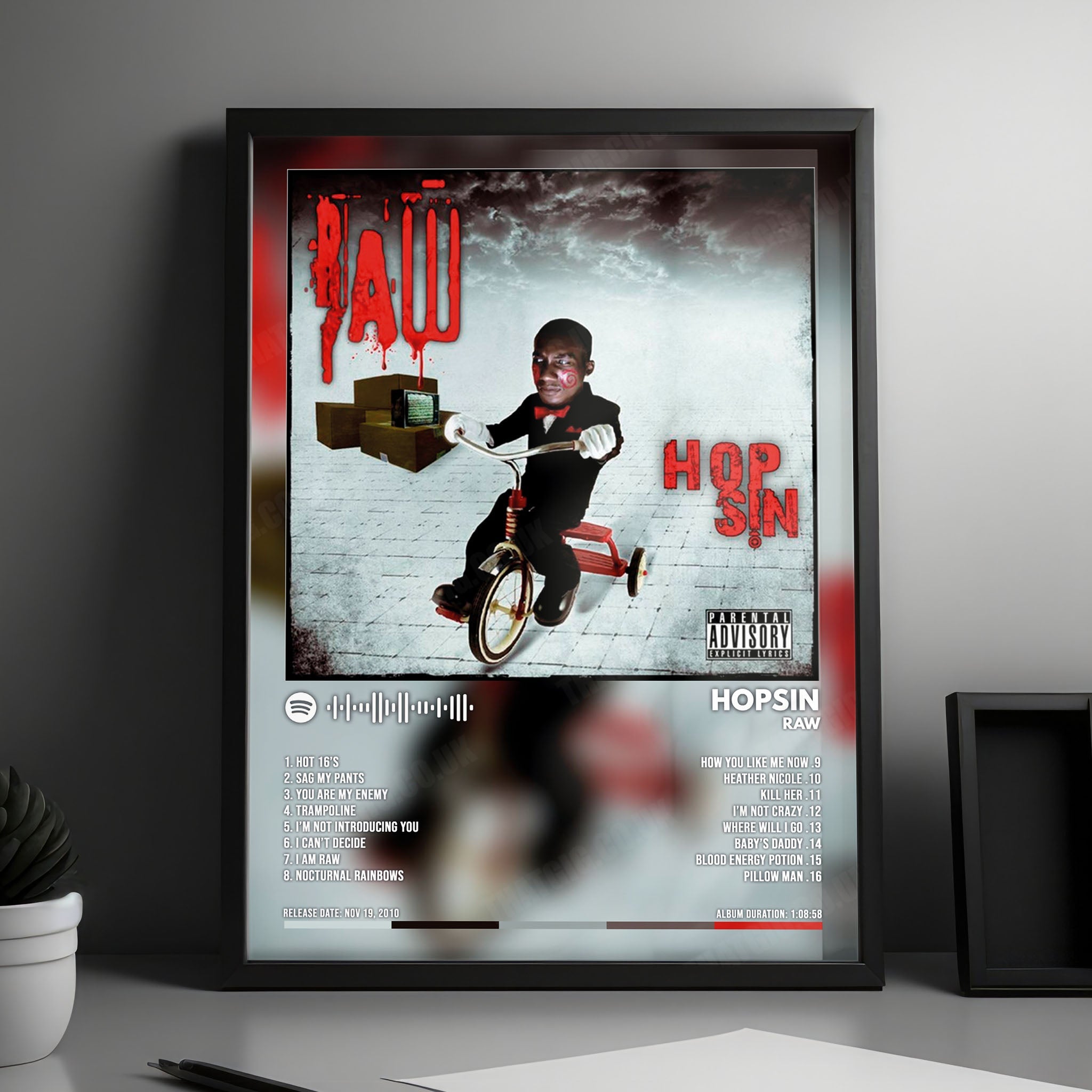 Hopsin "Raw" Album Cover Poster - with Complete Tracklist