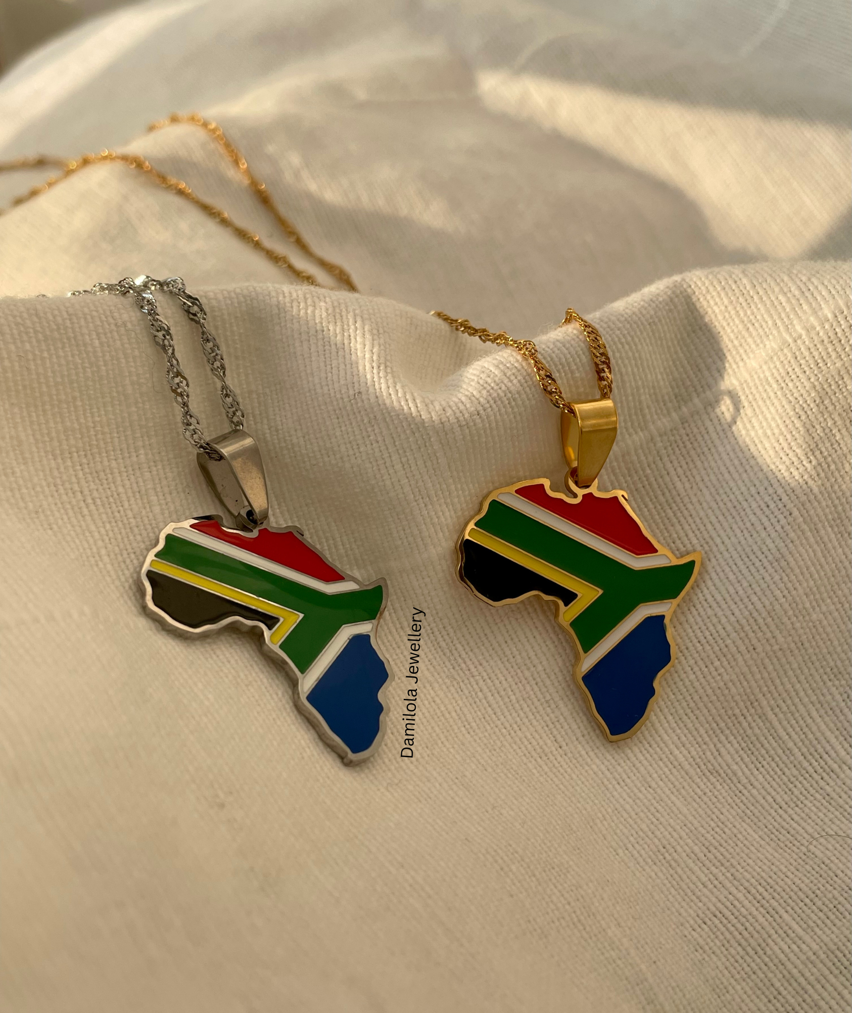 South Africa Flag Necklace - Gold/Silver