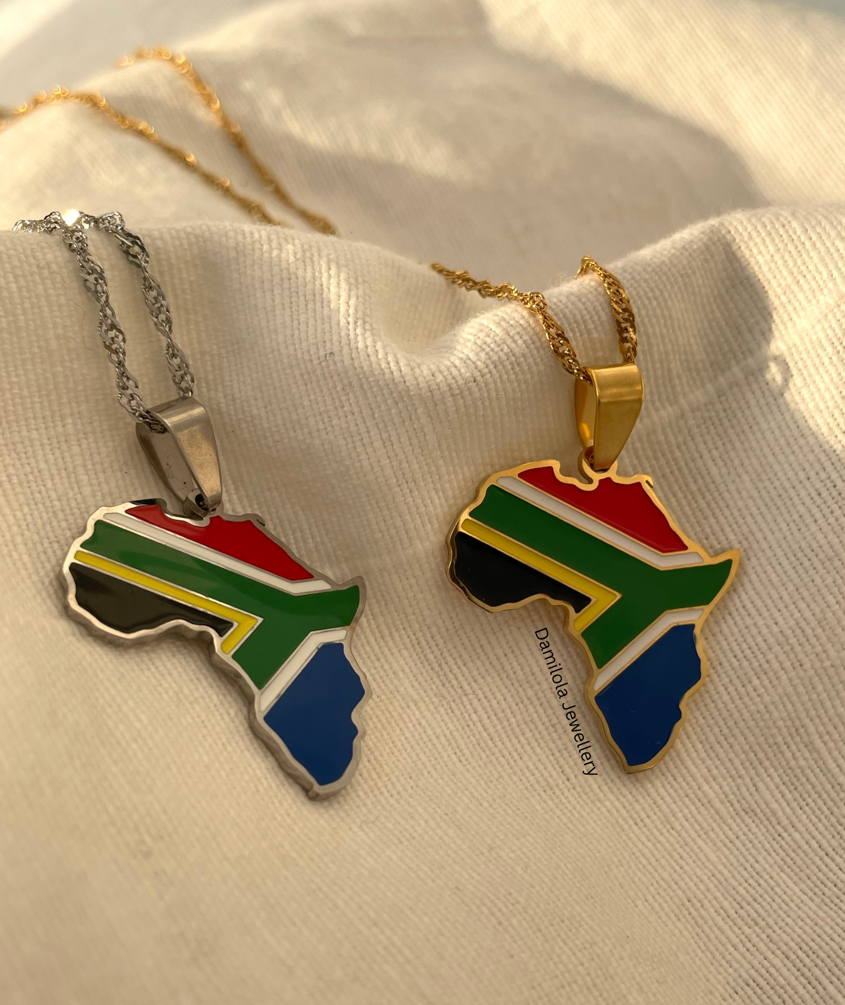 South Africa Flag Necklace - Gold/Silver
