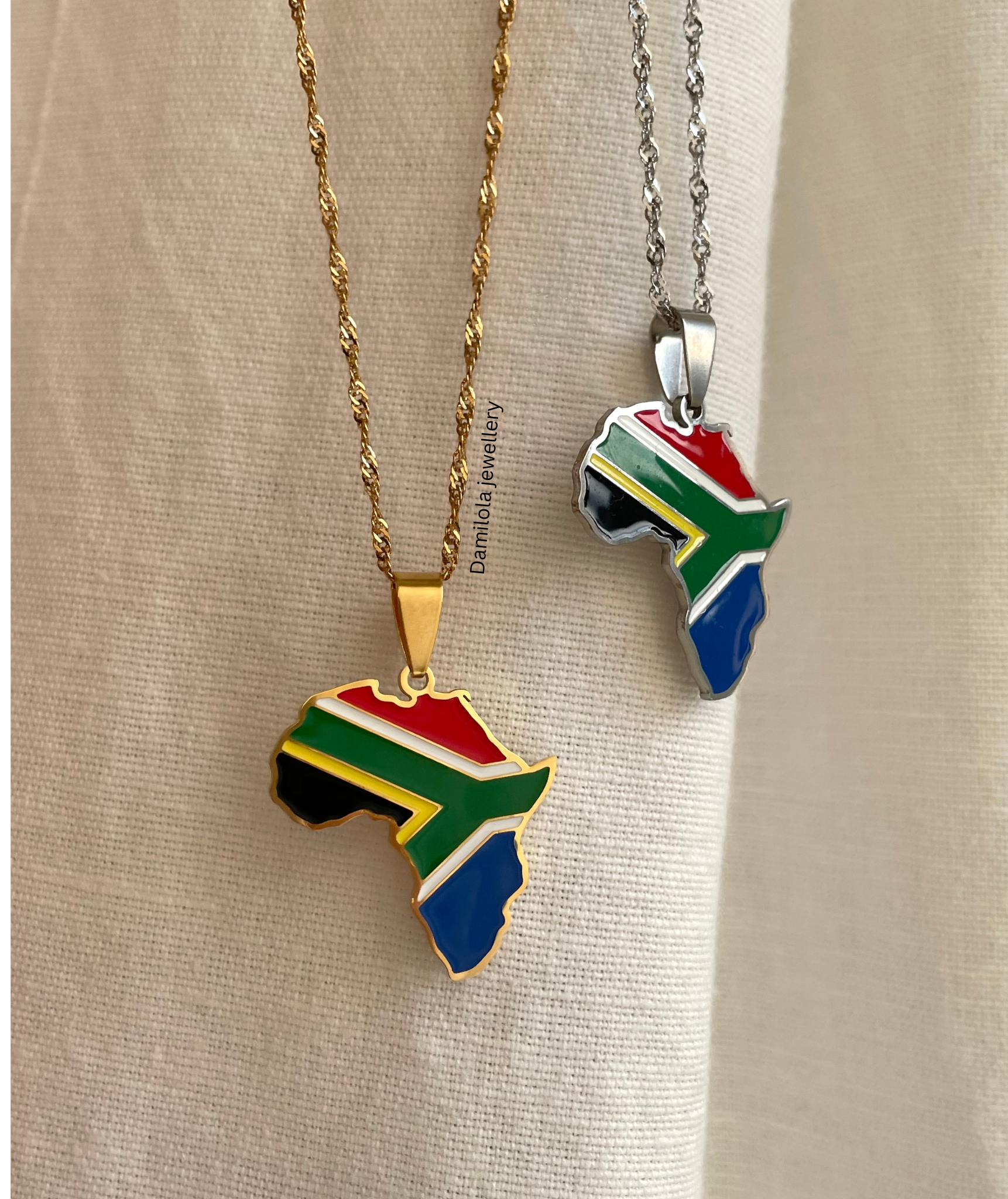 South Africa Flag Necklace - Gold/Silver