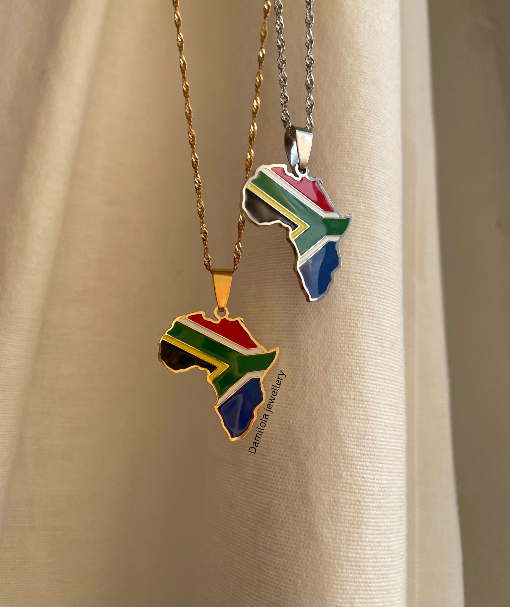 South Africa Flag Necklace - Gold/Silver