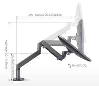 Single Gas Spring Monitor Arm