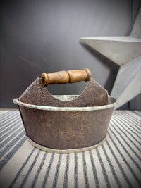 Vintage Small Metal Tray / Plant Pot Herb Planter / Metal Bucket Carry Caddie  (B)