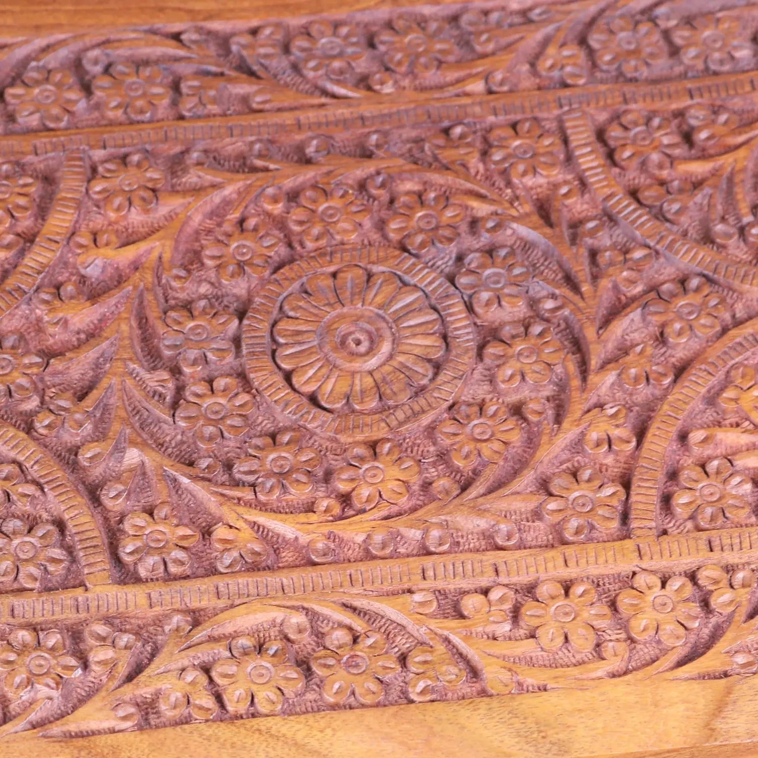 Intricate Sheesham Wood Jewellery Box with Luxury Velvet Lining