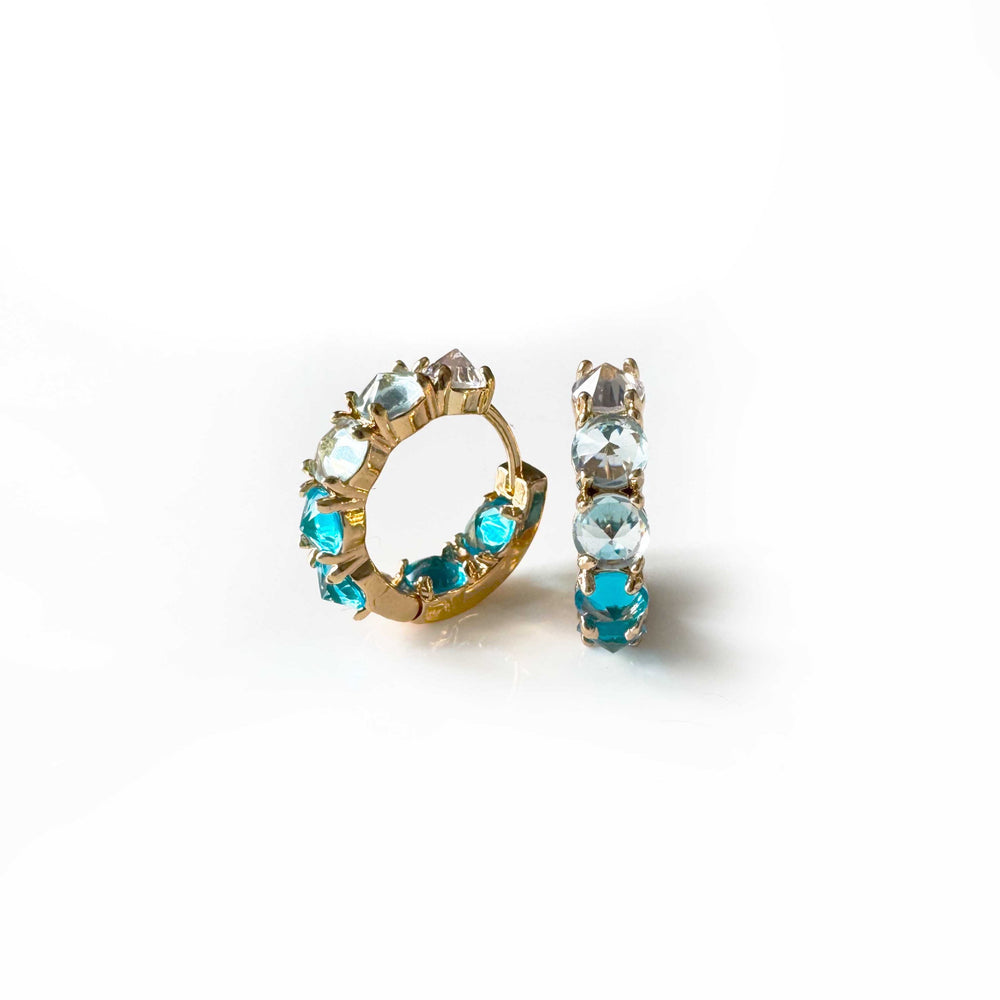 Arabella Aqua Jewel Hoop Earrings