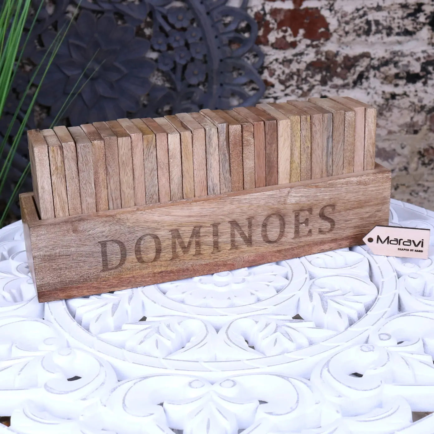 Mahua Wooden Domino Set with Holder