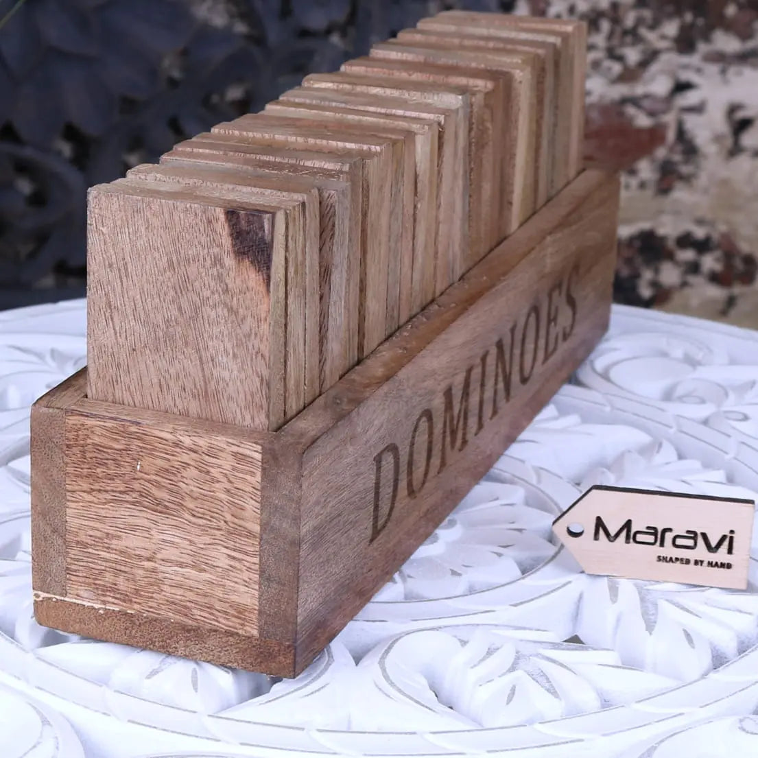Mahua Wooden Domino Set with Holder