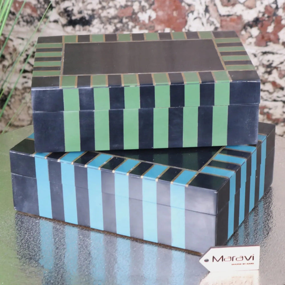 Panna Luxe Resin Jewellery Box in Blue and Green