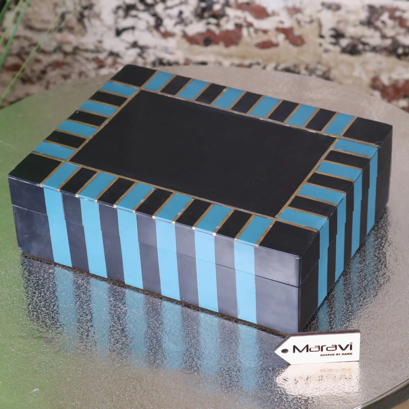 Panna Luxe Resin Jewellery Box in Blue and Green