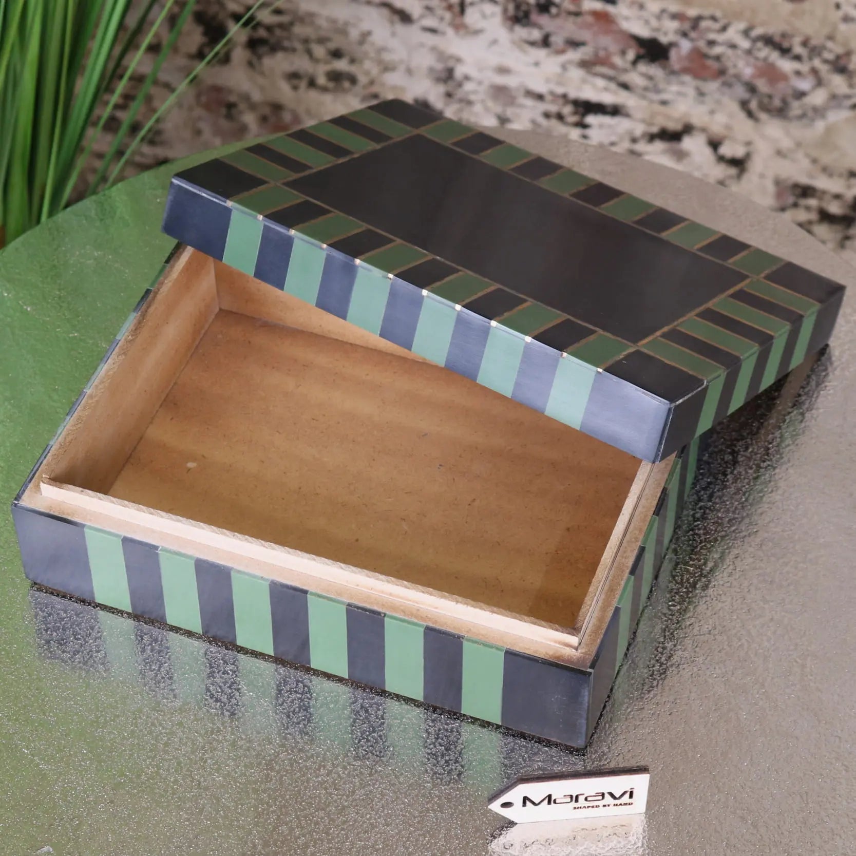 Panna Luxe Resin Jewellery Box in Blue and Green
