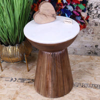 Mandawa Mango Wood and Marble Side Table