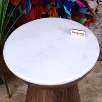 Mandawa Mango Wood and Marble Side Table